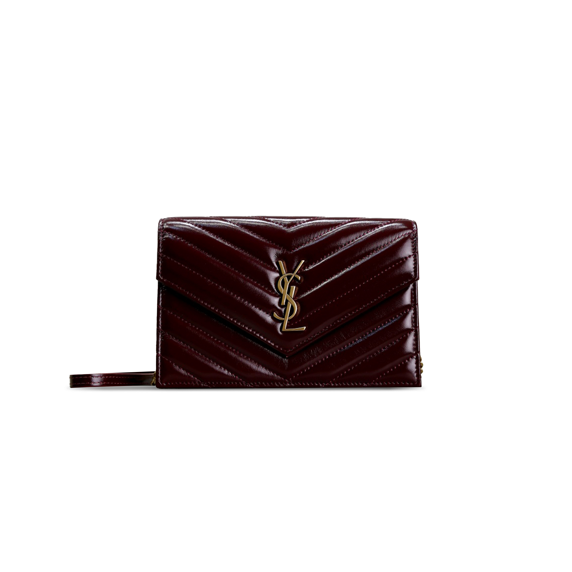 YSL CASSANDRE ENVELOPE CHAIN WALLET IN OIL WAX LEATHER 393953 (19*11.5*4cm)